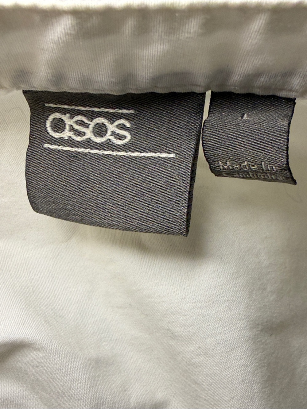 ASOS Men's Large Banded Collar Colorblock Shirt White Black Short Sleeve Stretch - Picture 5 of 5